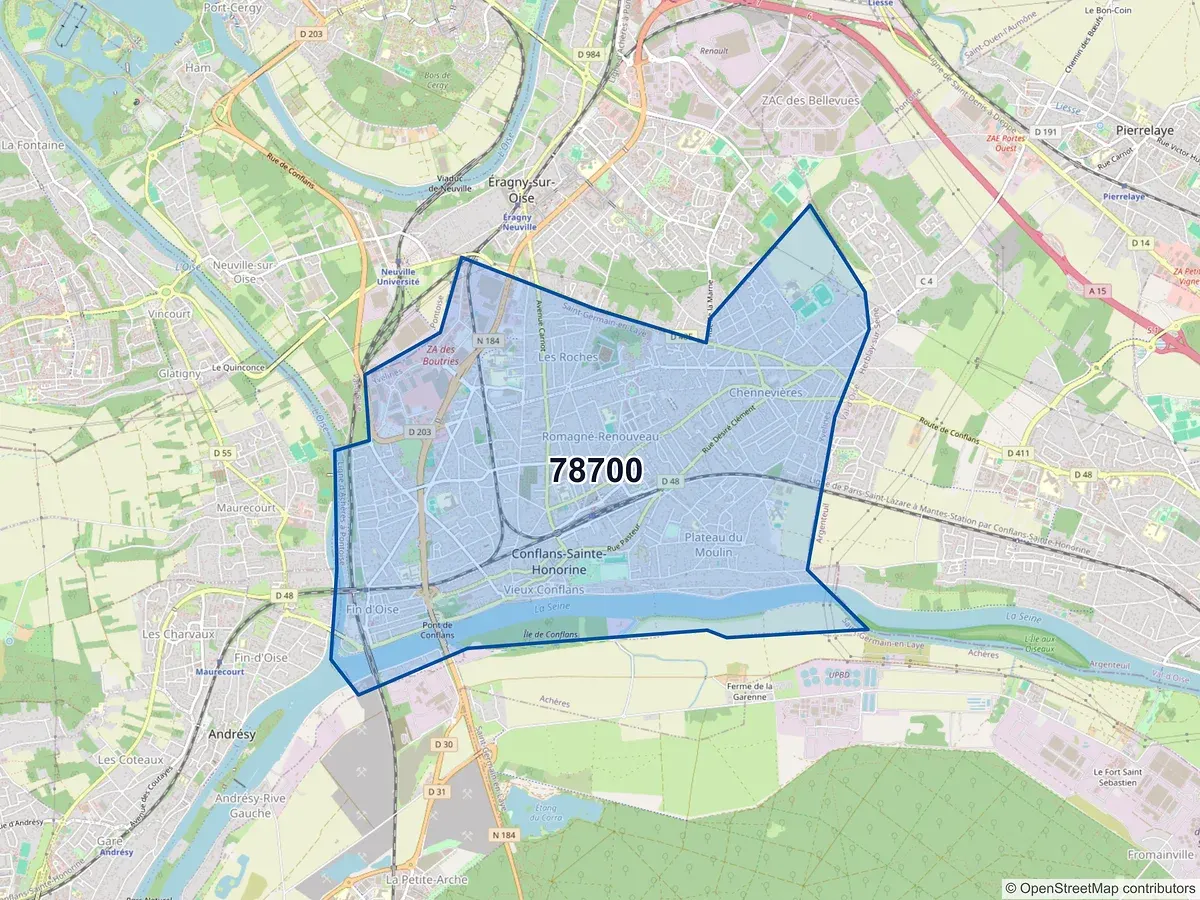 Carte du code postal 78700 (CONFLANS STE HONORINE)