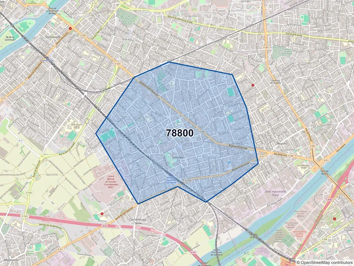 Carte du code postal 78800 (HOUILLES)