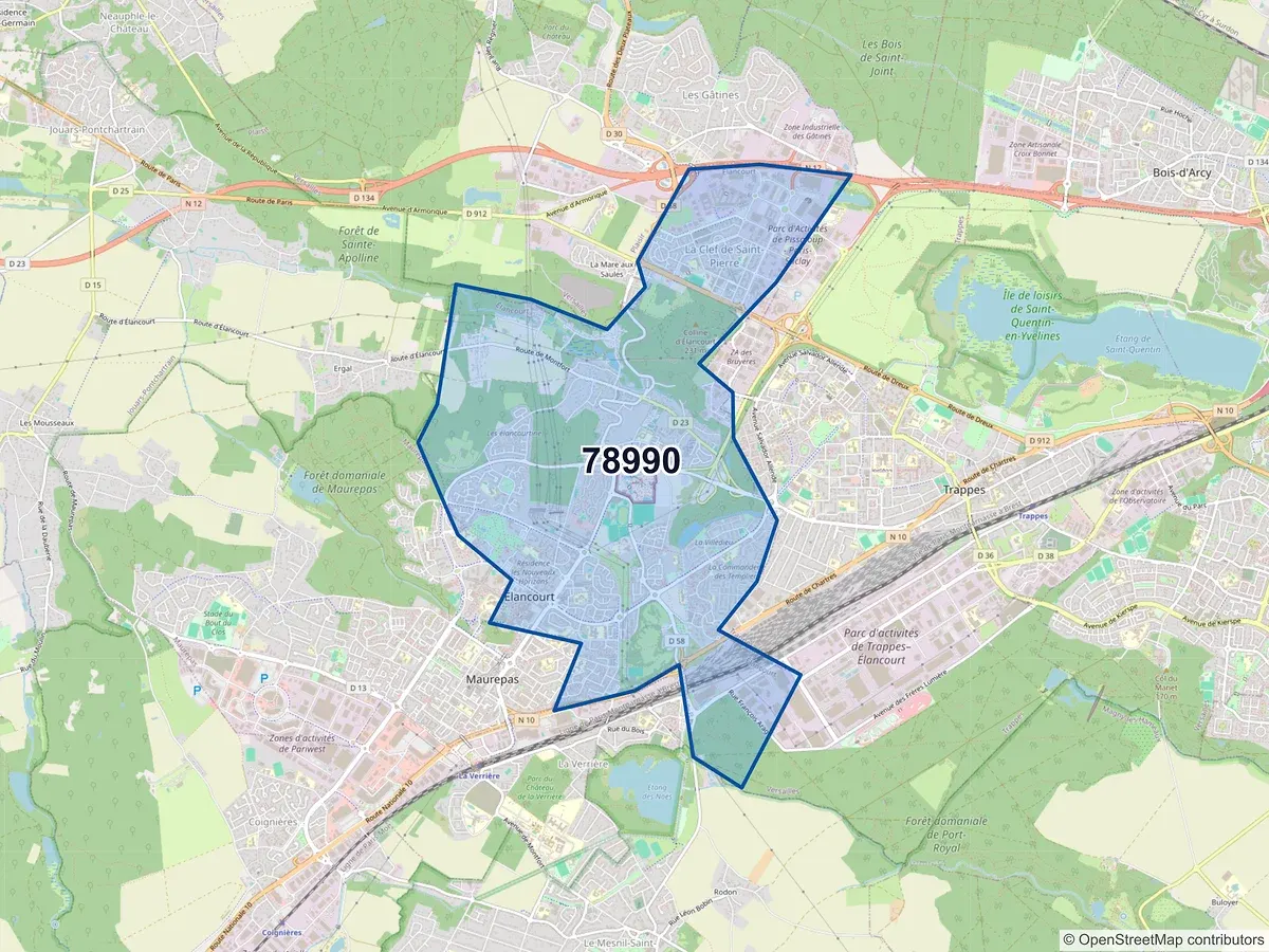 Carte du code postal 78990 (ELANCOURT)