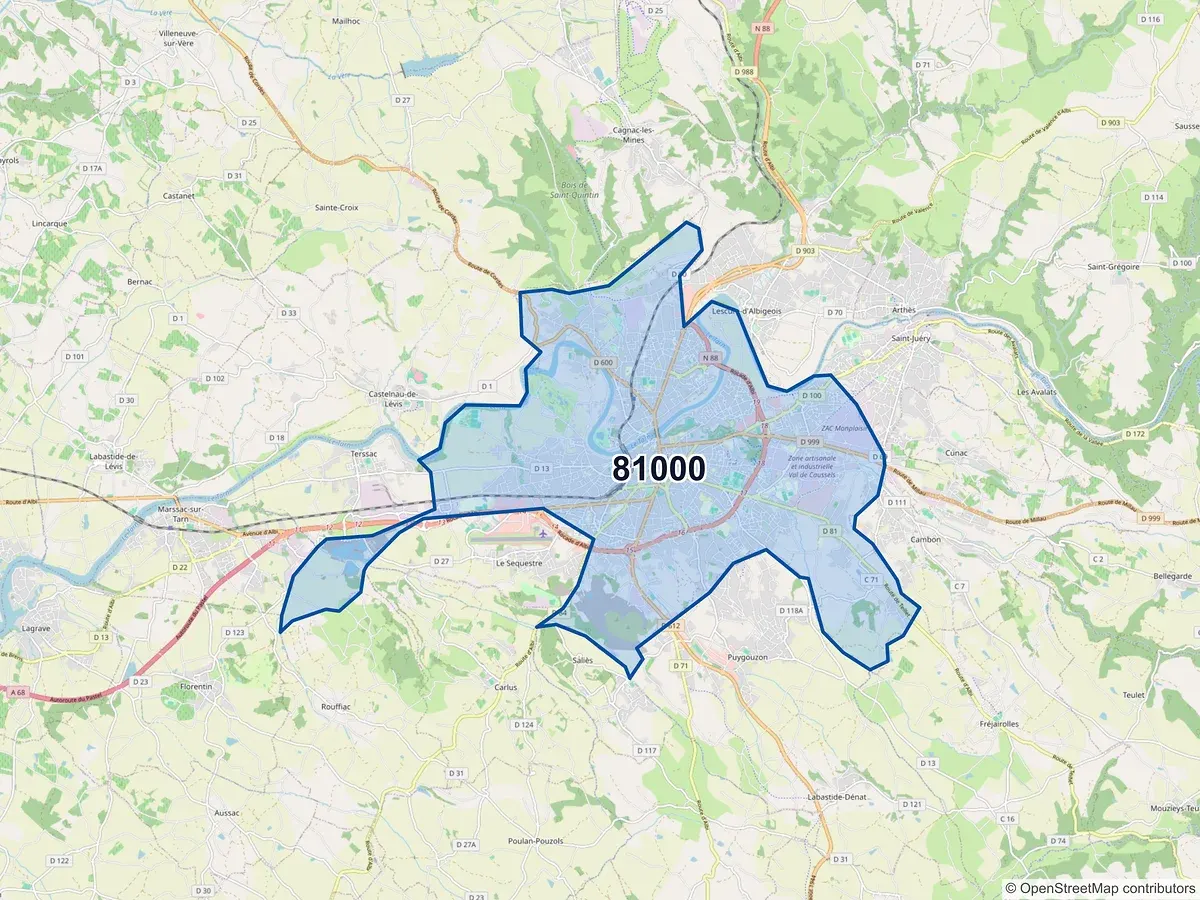 Carte du code postal 81000 (ALBI)