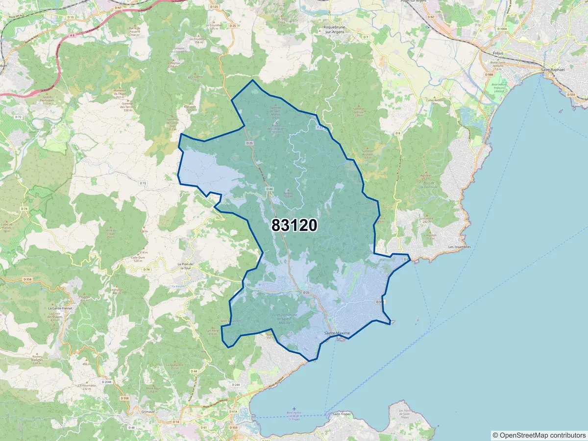 Carte du code postal 83120 (LE PLAN DE LA TOUR)