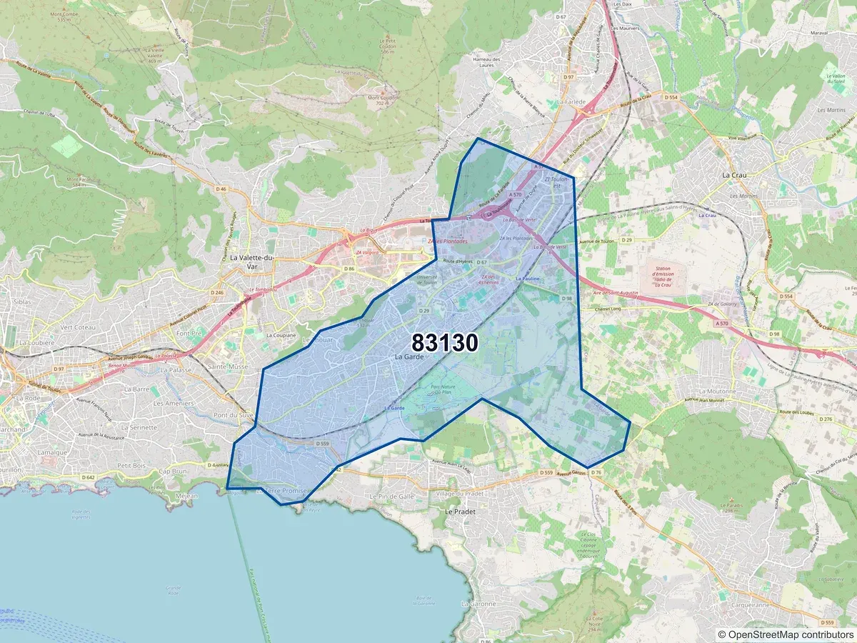 Carte du code postal 83130 (LA GARDE)