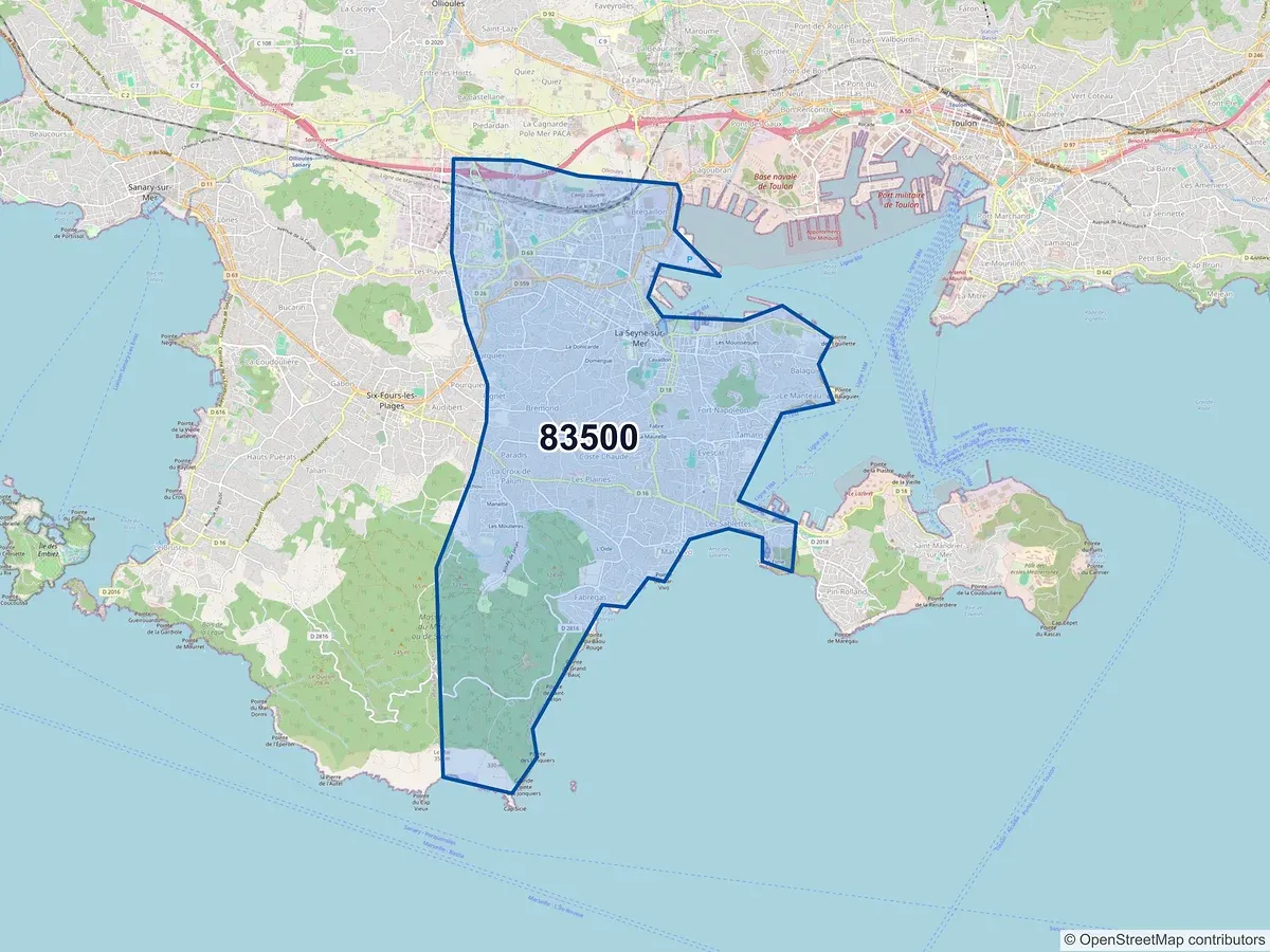 Carte du code postal 83500 (LA SEYNE SUR MER)