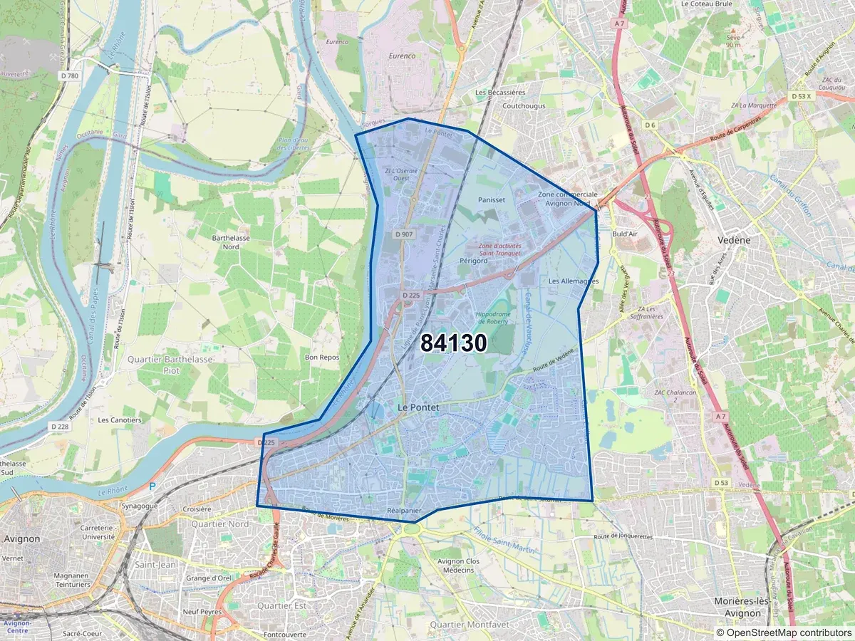 Carte du code postal 84130 (LE PONTET)