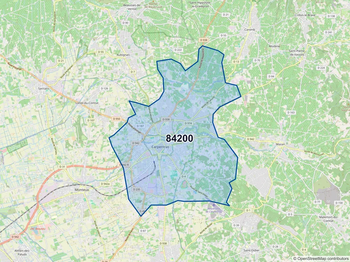 Carte du code postal 84200 (CARPENTRAS)