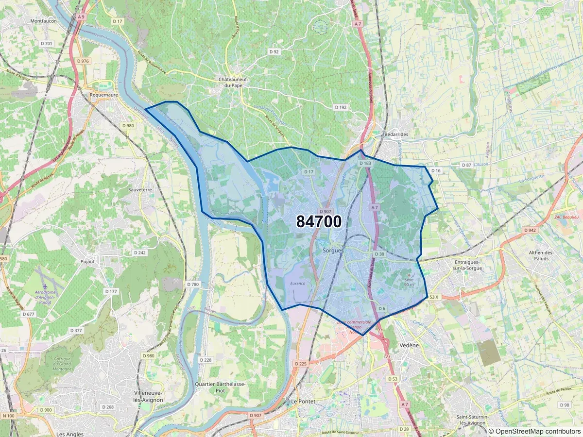 Carte du code postal 84700 (SORGUES)