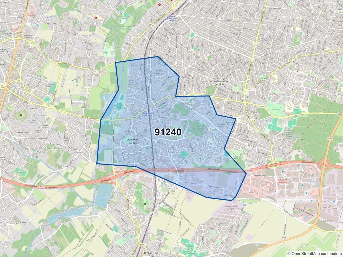Carte du code postal 91240 (ST MICHEL SUR ORGE)