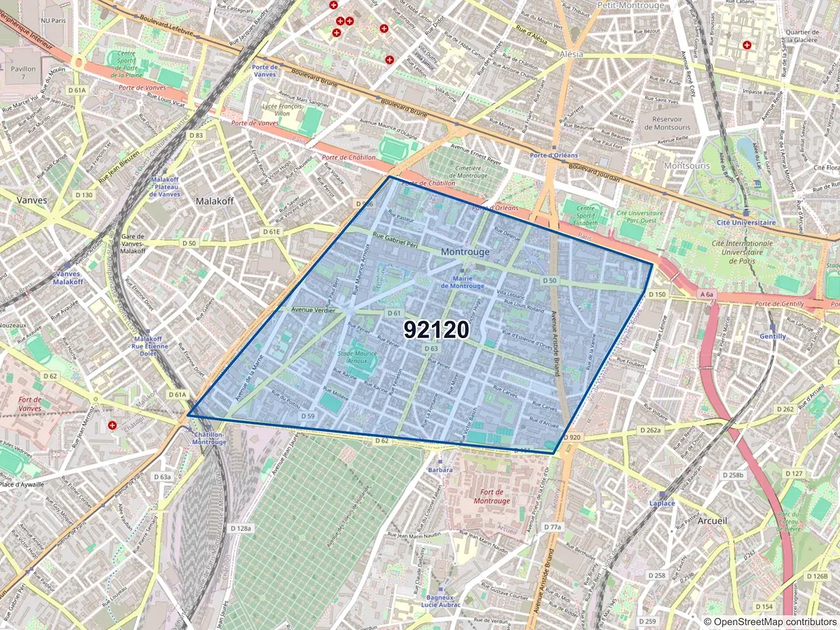 Carte du code postal 92120 (MONTROUGE)