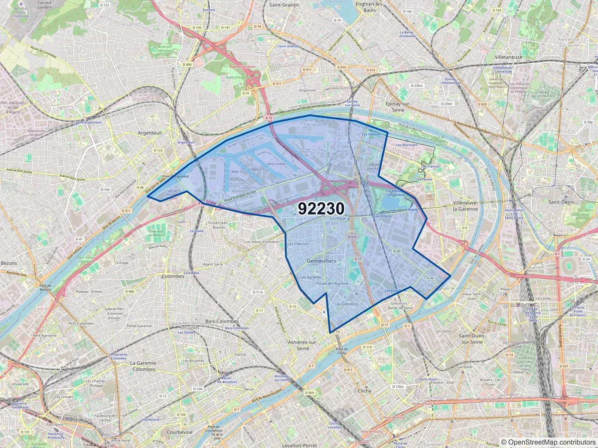 Carte du code postal 92230 (GENNEVILLIERS)