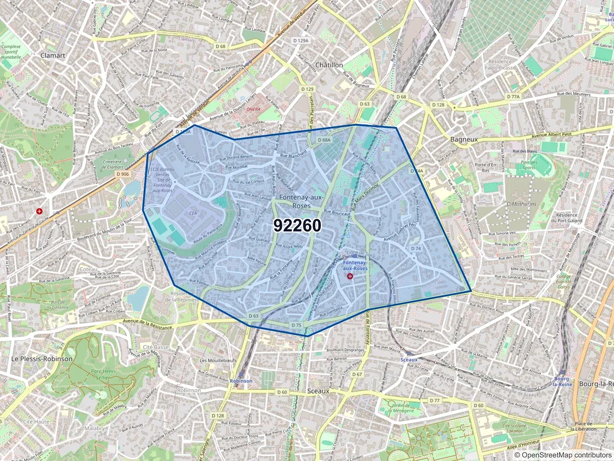 Carte du code postal 92260 (FONTENAY AUX ROSES)