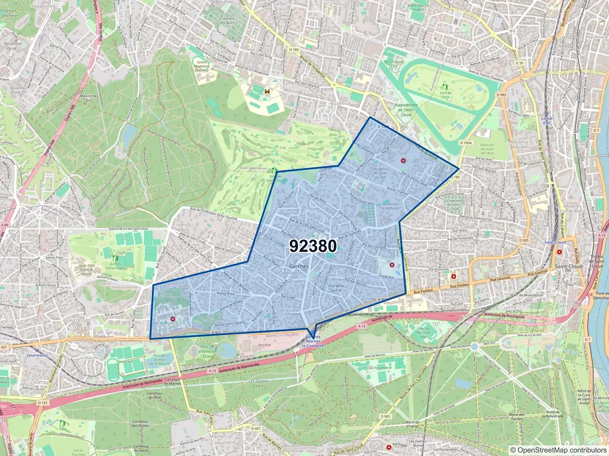 Carte du code postal 92380 (GARCHES)