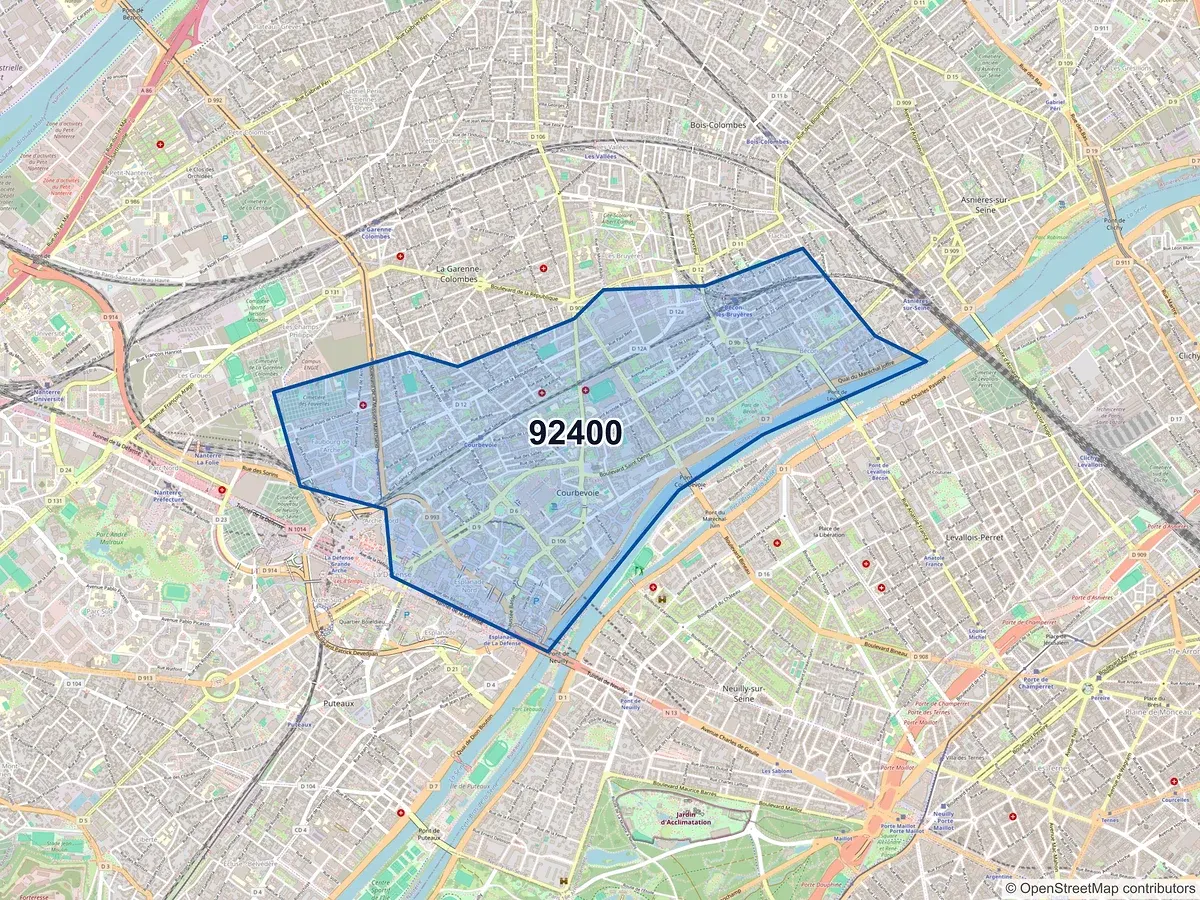 Carte du code postal 92400 (COURBEVOIE)