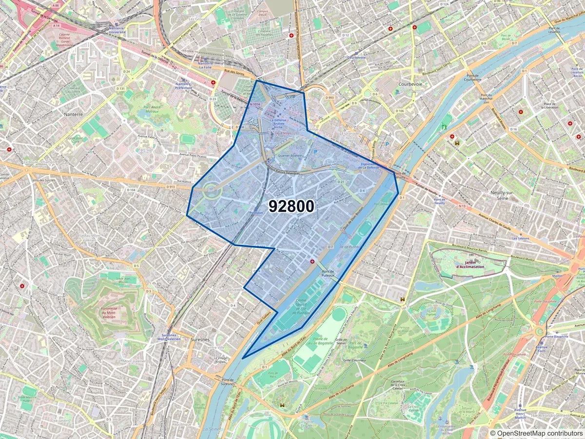 Carte du code postal 92800 (PUTEAUX)