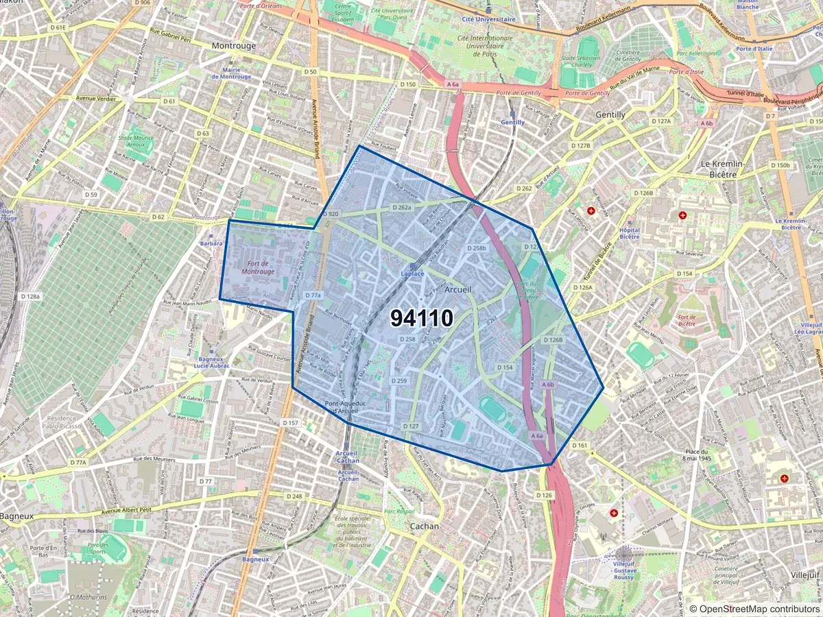 Carte du code postal 94110 (ARCUEIL)