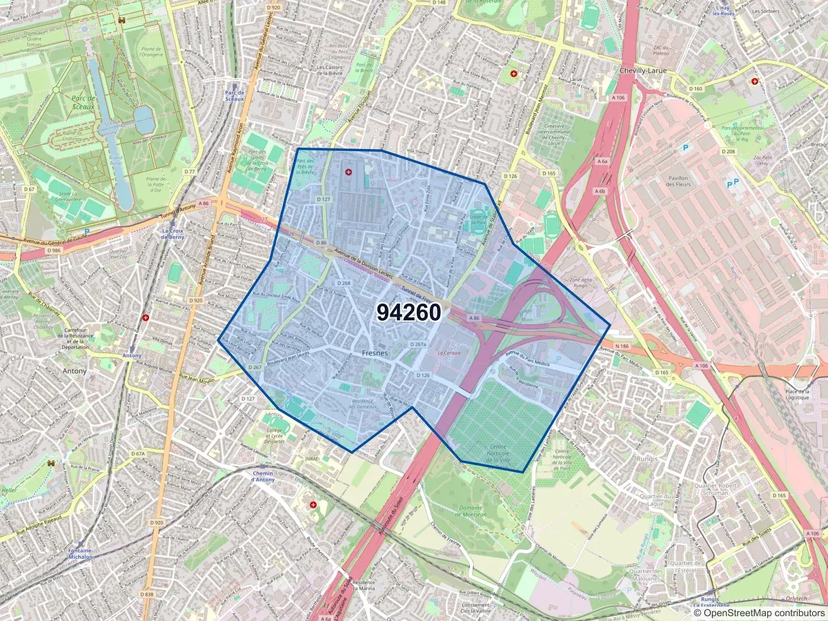 Carte du code postal 94260 (FRESNES)