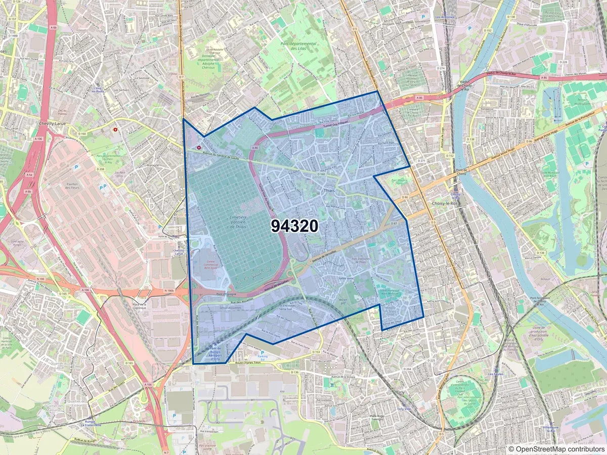 Carte du code postal 94320 (THIAIS)