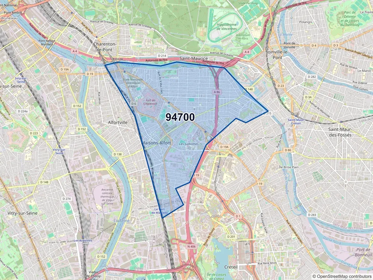 Carte du code postal 94700 (MAISONS ALFORT)