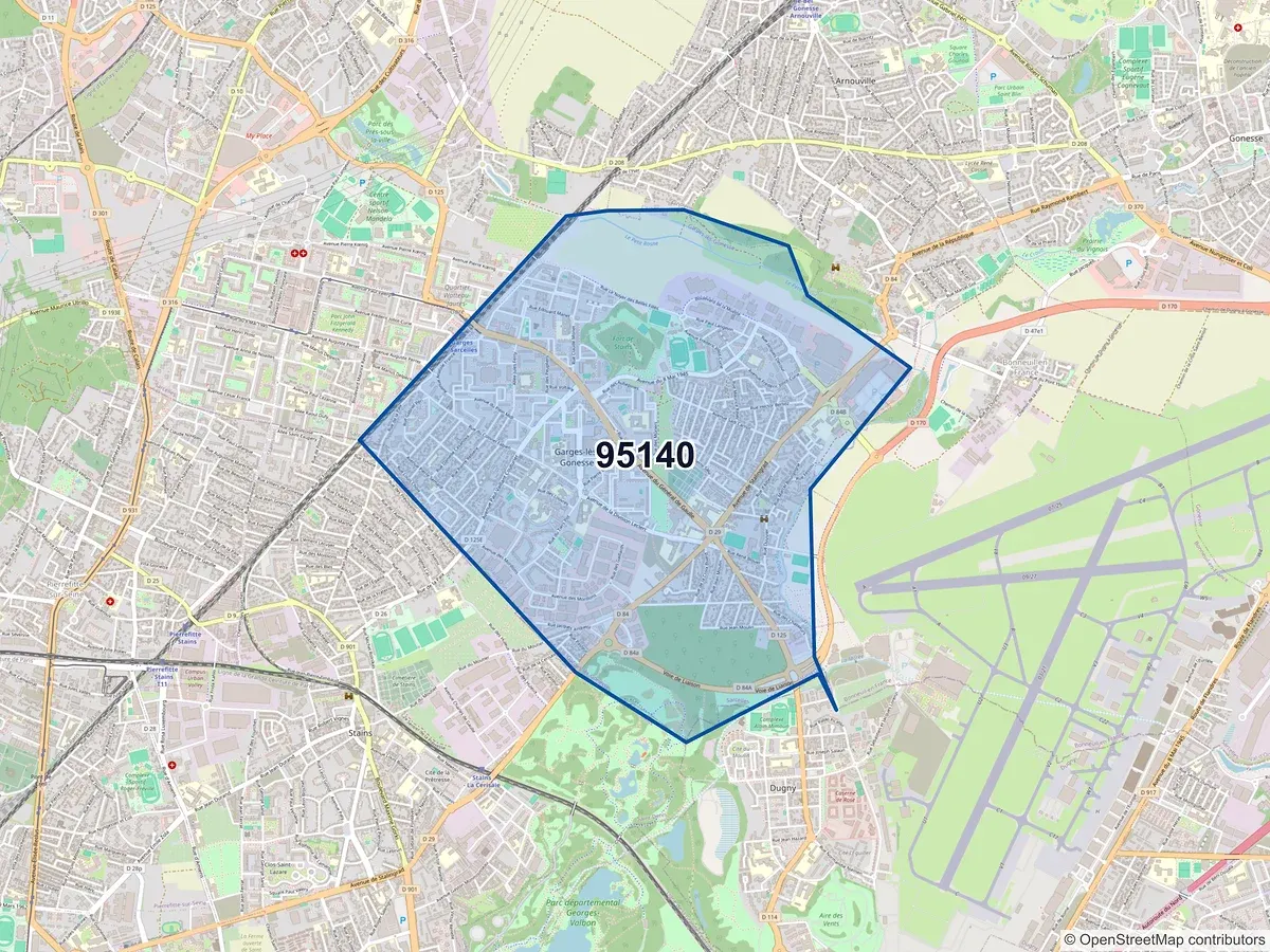 Carte du code postal 95140 (GARGES LES GONESSE)