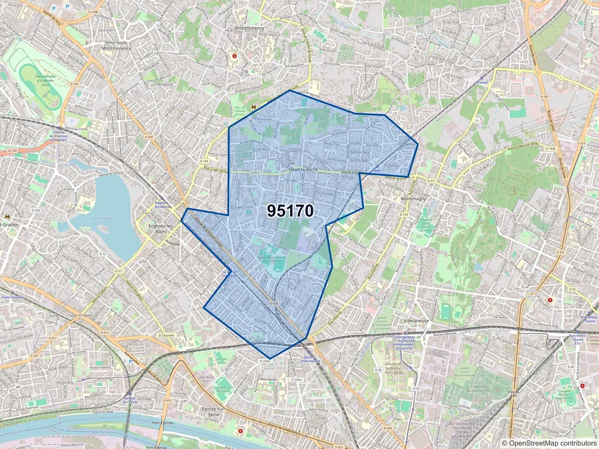 Carte du code postal 95170 (DEUIL LA BARRE)