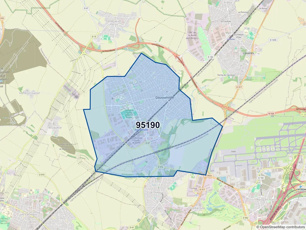 Carte du code postal 95190 (CHATENAY EN FRANCE)