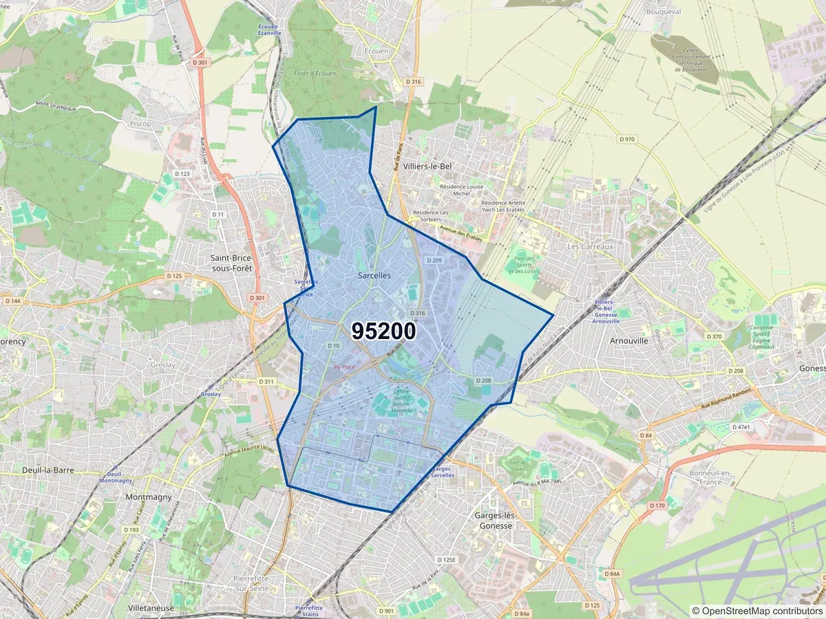 Carte du code postal 95200 (SARCELLES)
