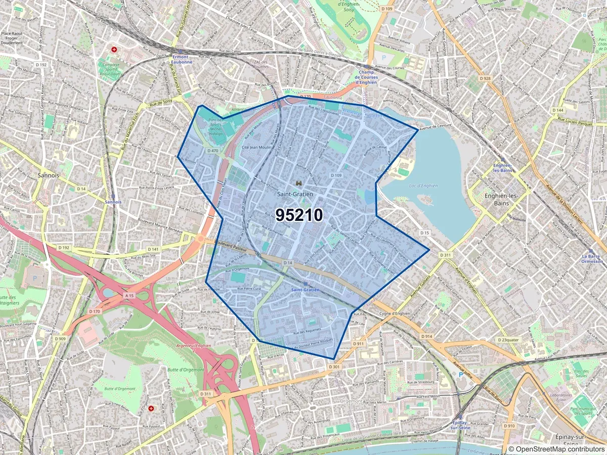 Carte du code postal 95210 (ST GRATIEN)