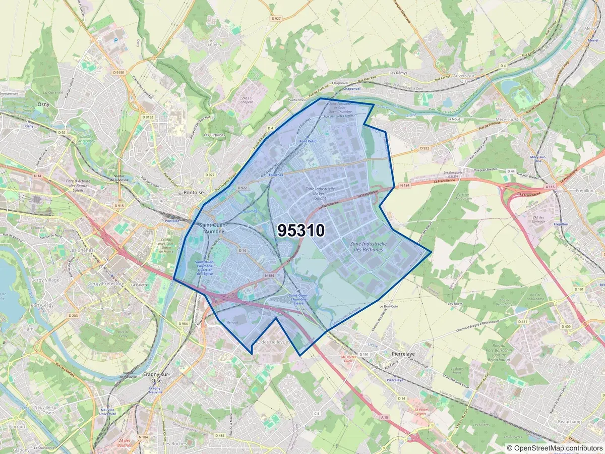Carte du code postal 95310 (ST OUEN L AUMONE)