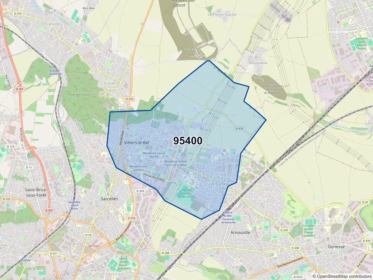 Carte du code postal 95400 (ARNOUVILLE)