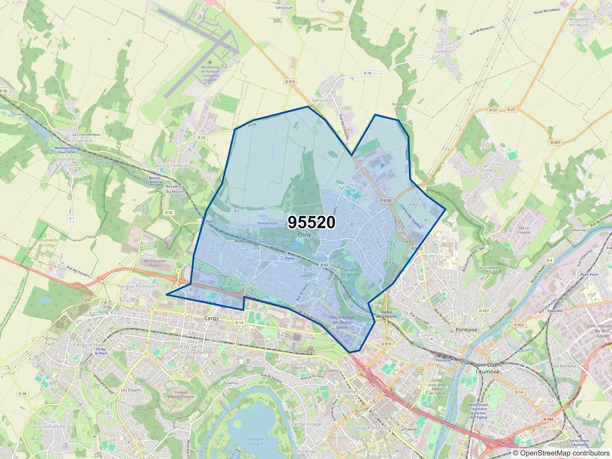 Carte du code postal 95520 (OSNY)