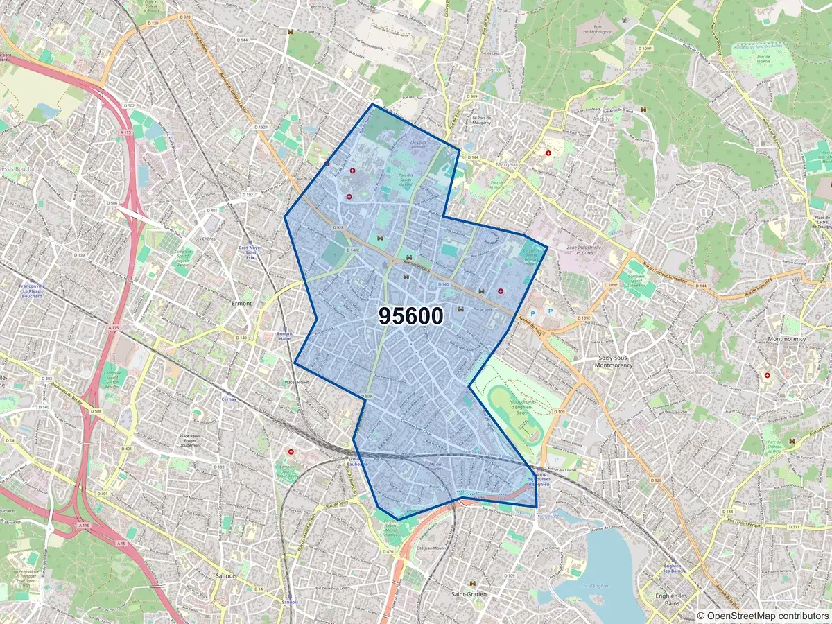 Carte du code postal 95600 (EAUBONNE)