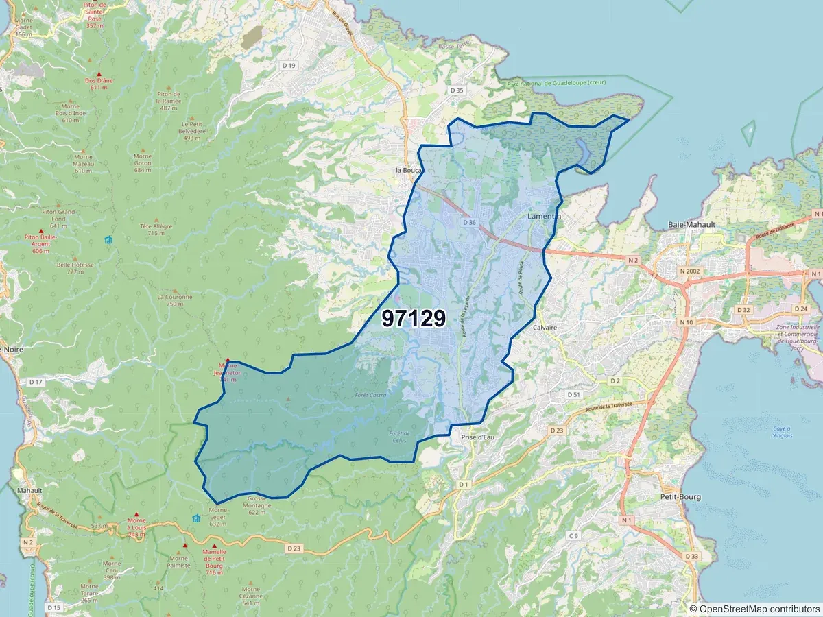 Carte du code postal 97129 (LAMENTIN)
