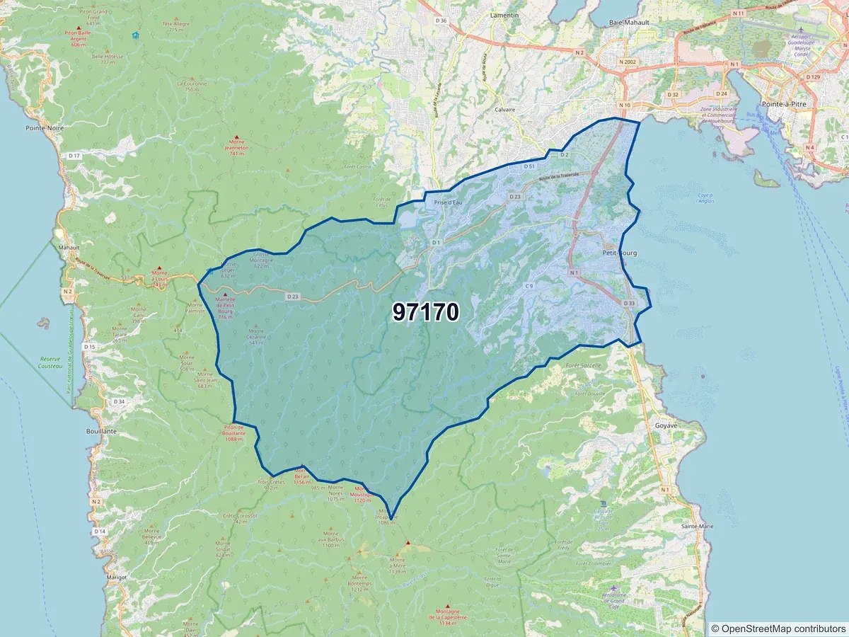Carte du code postal 97170 (PETIT BOURG)