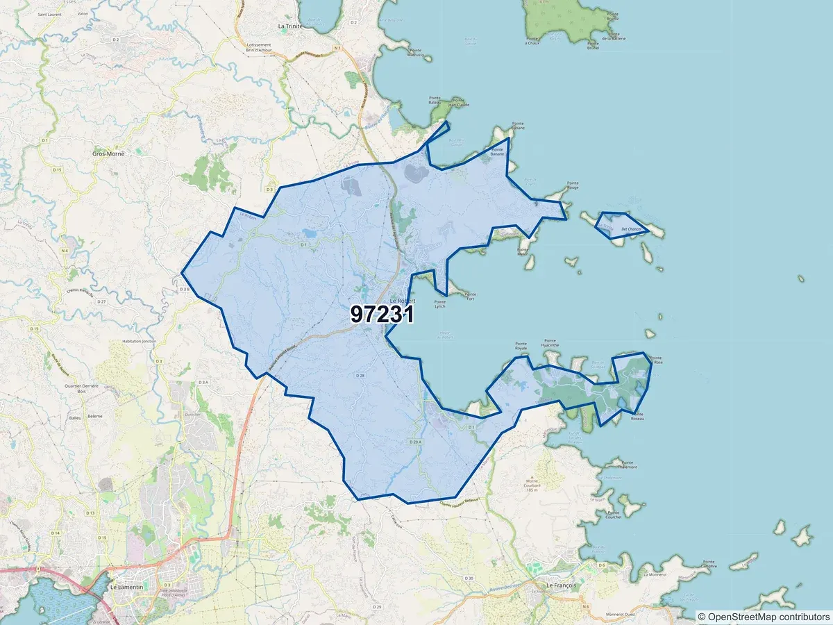 Carte du code postal 97231 (LE ROBERT)