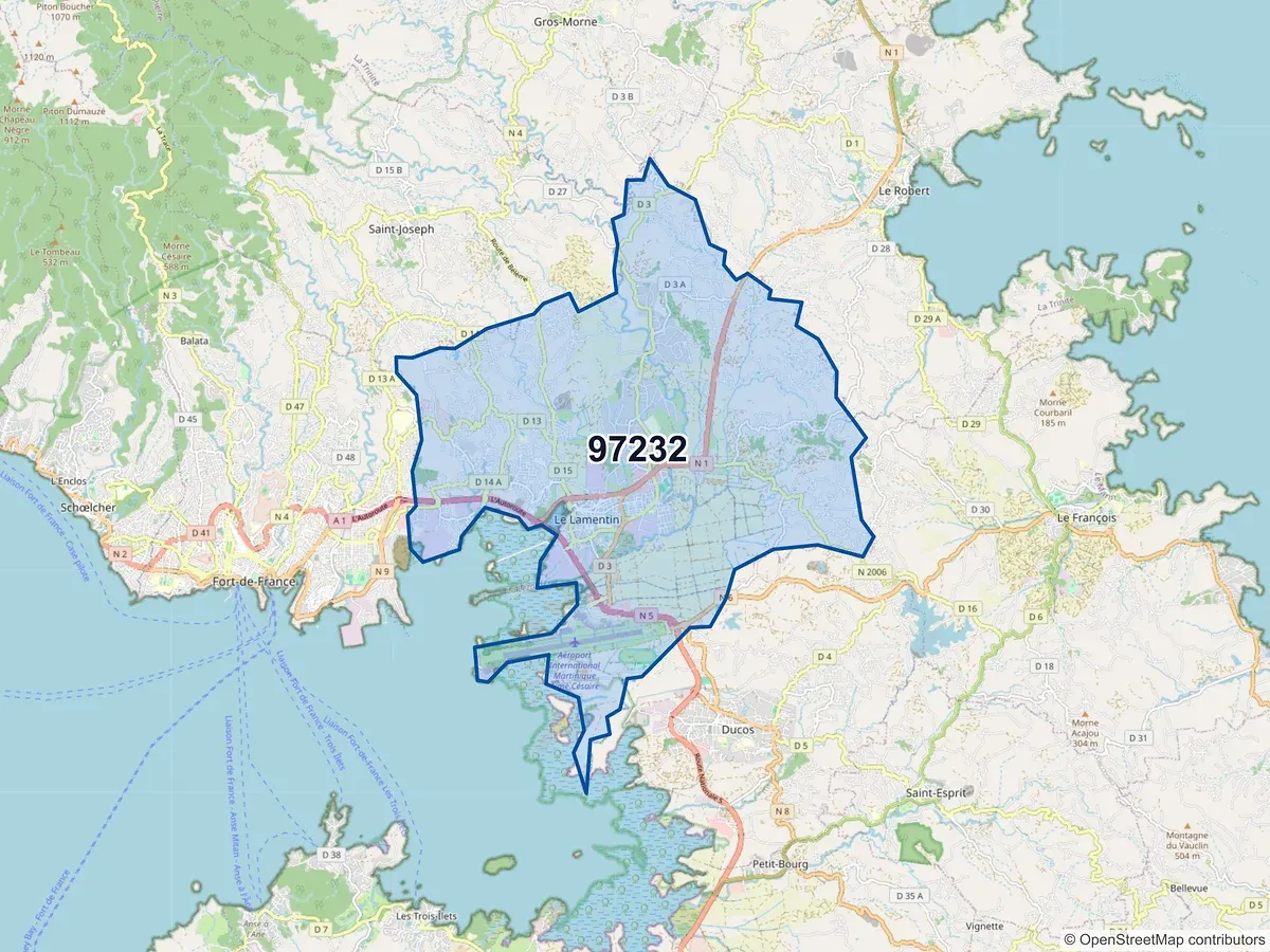 Carte du code postal 97232 (LE LAMENTIN)
