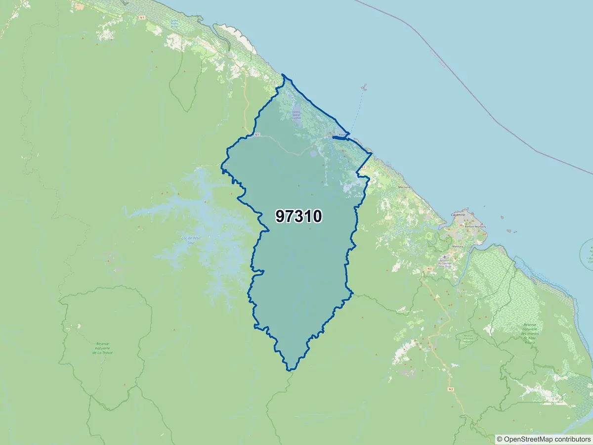 Carte du code postal 97310 (KOUROU)