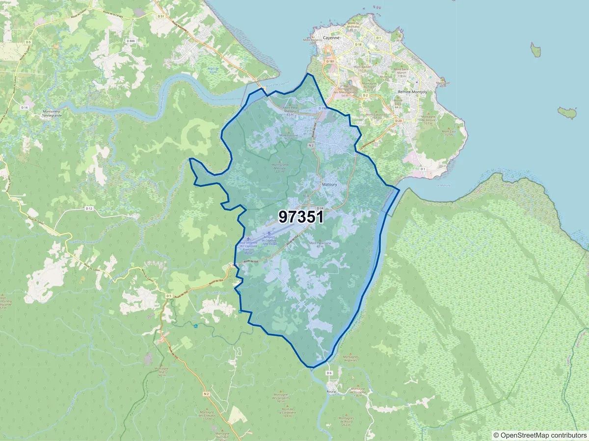 Carte du code postal 97351 (MATOURY)