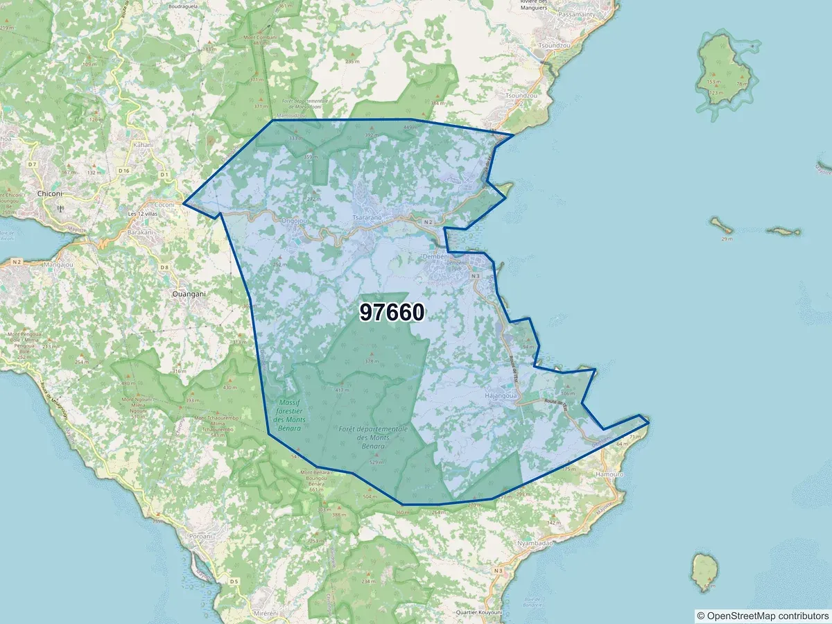 Carte du code postal 97660 (BANDRELE)
