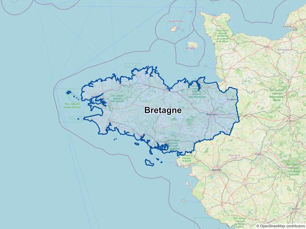 Carte de la région Bretagne