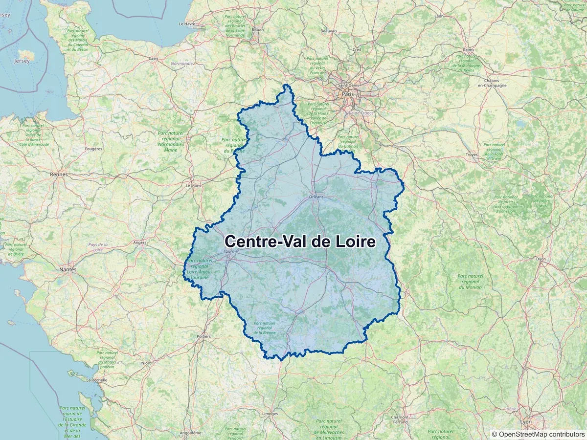 Carte de la région Centre-Val de Loire