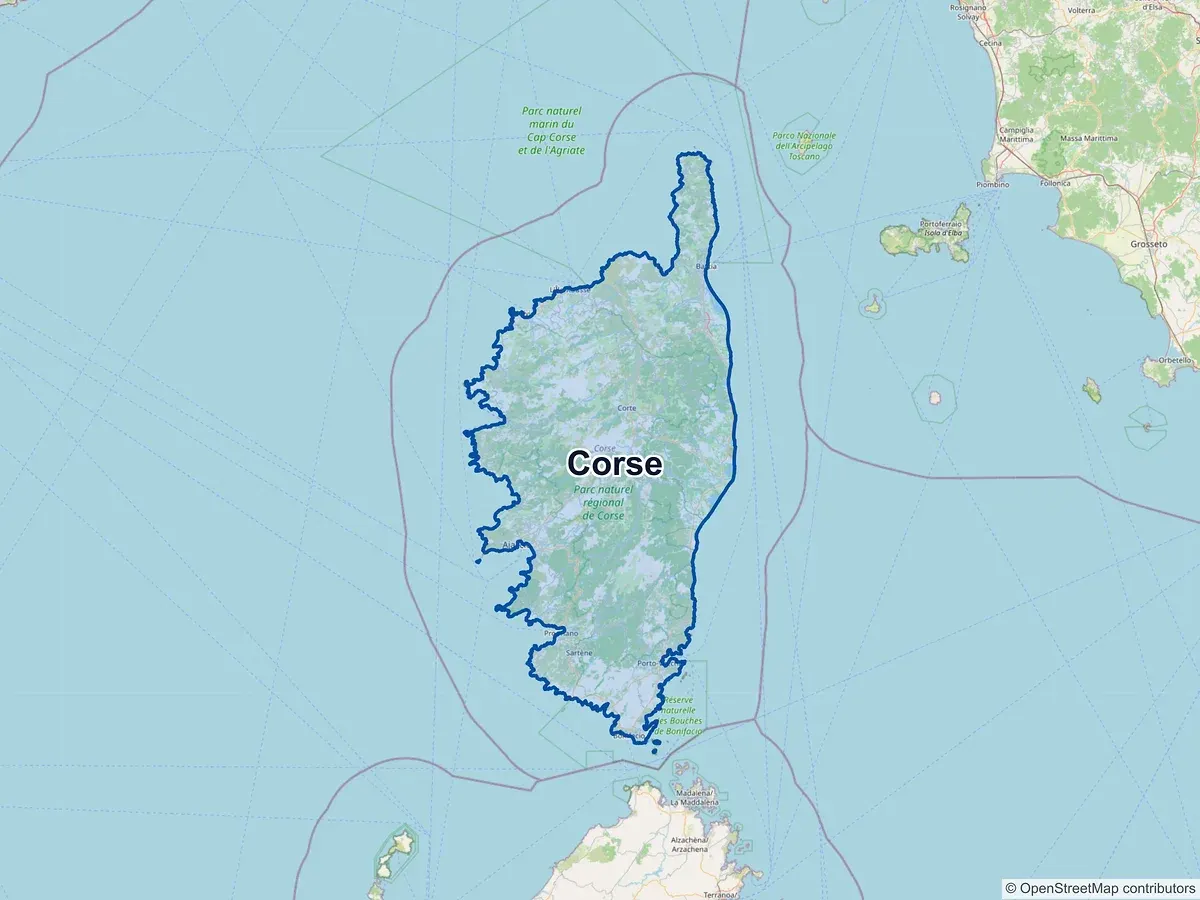 Carte de la région Corse