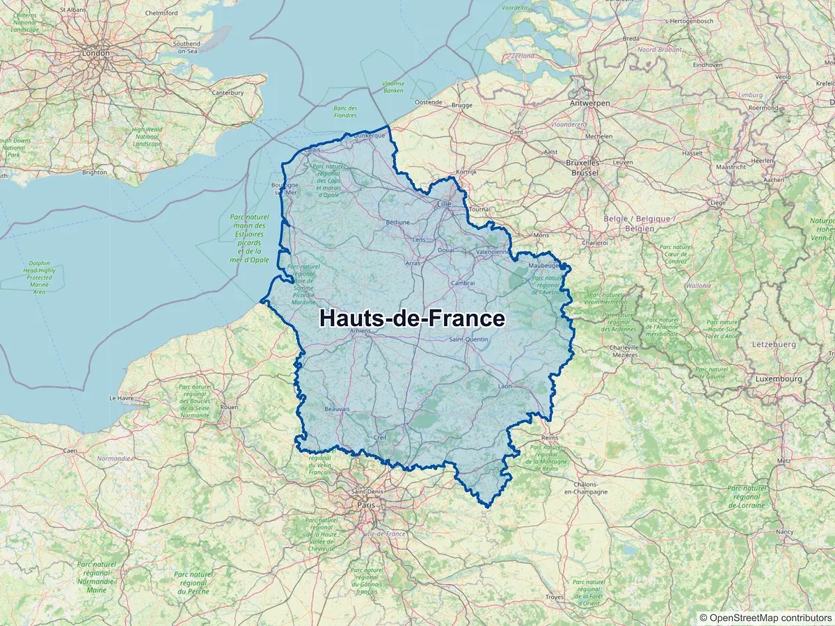 Carte de la région Hauts-de-France
