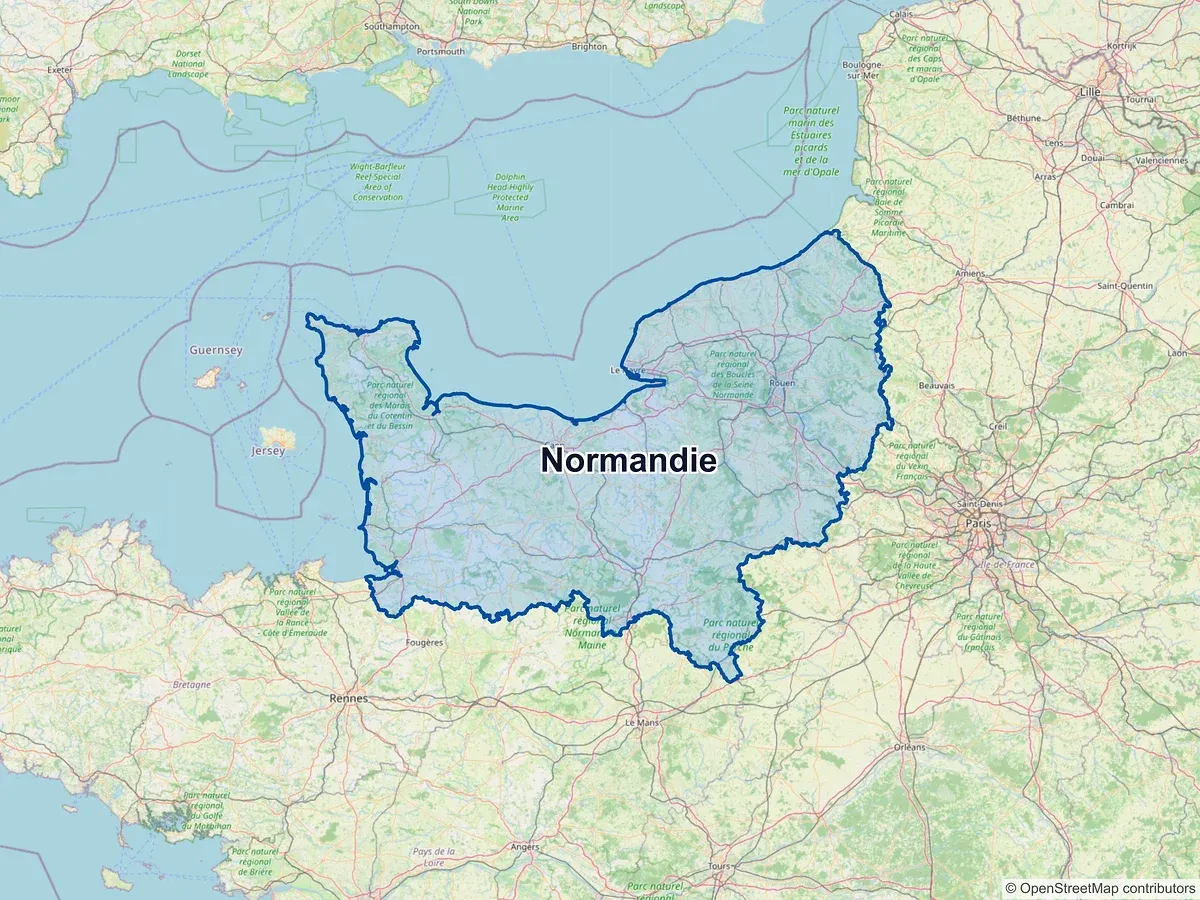 Carte de la région Normandie